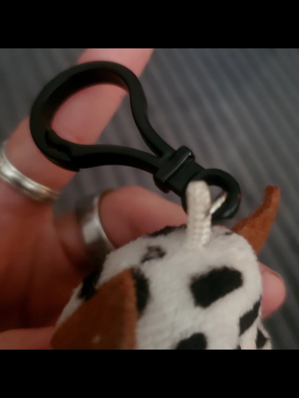 Cute Black & White Cow Plush Keychain